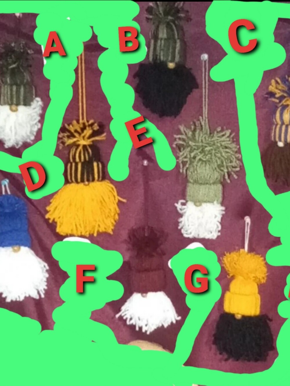 Handmade Yarn Gnome Hanging Décor By: "Mom's DIY Corner" 8 Available 